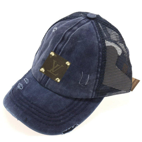 UPCYCLED LV DISTRESSED CAMO BALL CAP - Eclections Boutique